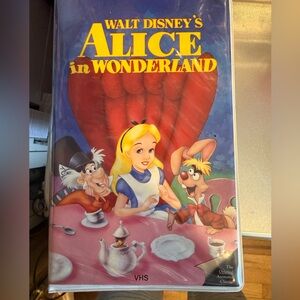 Disney Alice in Wonderland VHS Cover — Pink, Blue & Yellow Artwork